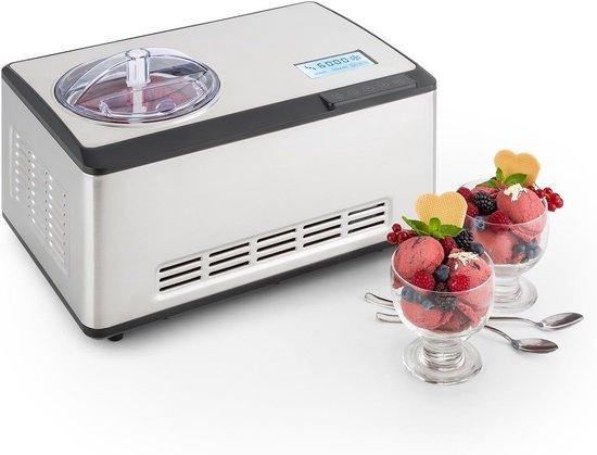Eismaschine - Sorbetmaschine - Joghurtmaschine - Selbstgemachtes Eis - Kein Vorabkühlen erforderlich - 2 Liter Fassungsvermögen - Silber