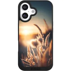 Nivocase Handyhülle für Apple iPhone 16 Hülle NIVOpure Case Schwarz Natur Sonne Pampasgras (Apple iPhone 16), Smartphone Hülle, Schwarz