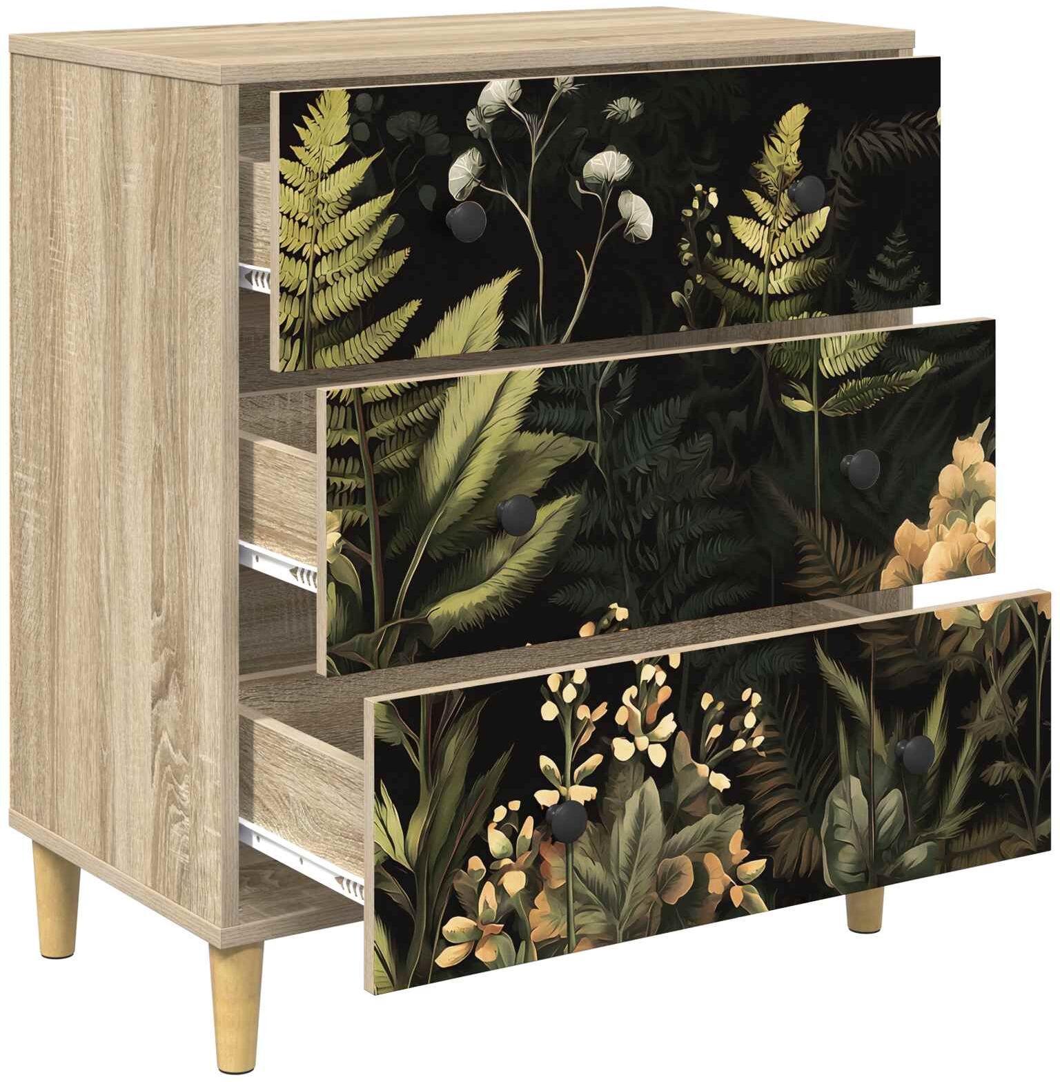 vidaXL Commode RHENEN Imprimé jungle tropical 66 x 36,5 x 75 cm Sonoma