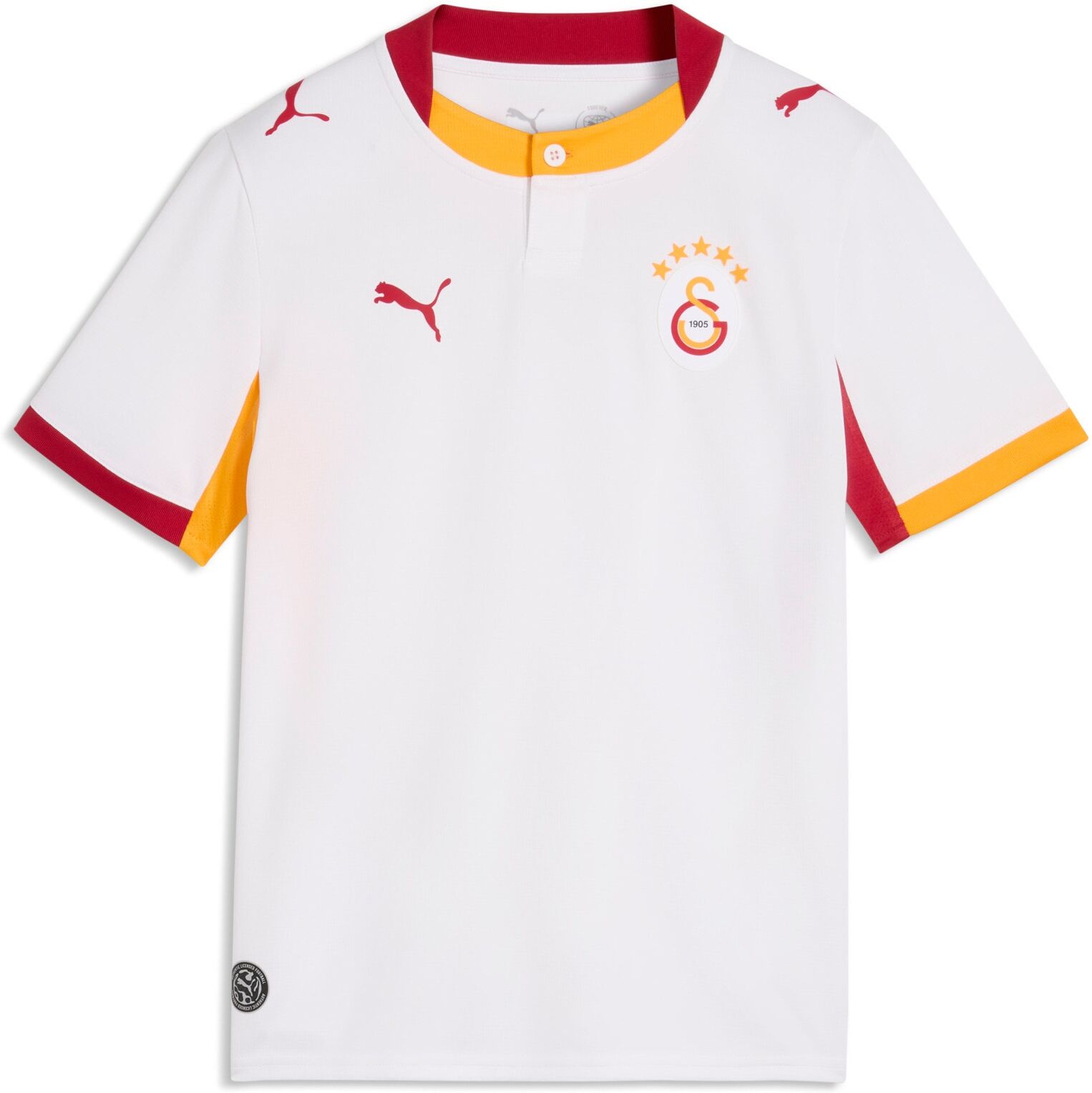 Fussballtrikot PUMA "GSK THIRD JERSEY REPLICA JR", Kinder, Gr. 164, weiss (puma weiß, schwarz cherry, summer sunset), Netz, Obermaterial: 100% Polyester, unifarben, regular fit normal, Rundhals, Trikots Fussballtrikot, für Kinder, leichtes Material puma w
