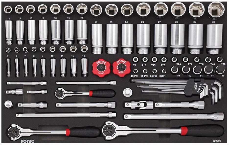 Sonic Equipment Steckschlüsselsatz Nusssatz 1/4, 3/8 Und 1/2 Sfs-M 93-Tlg. 309302