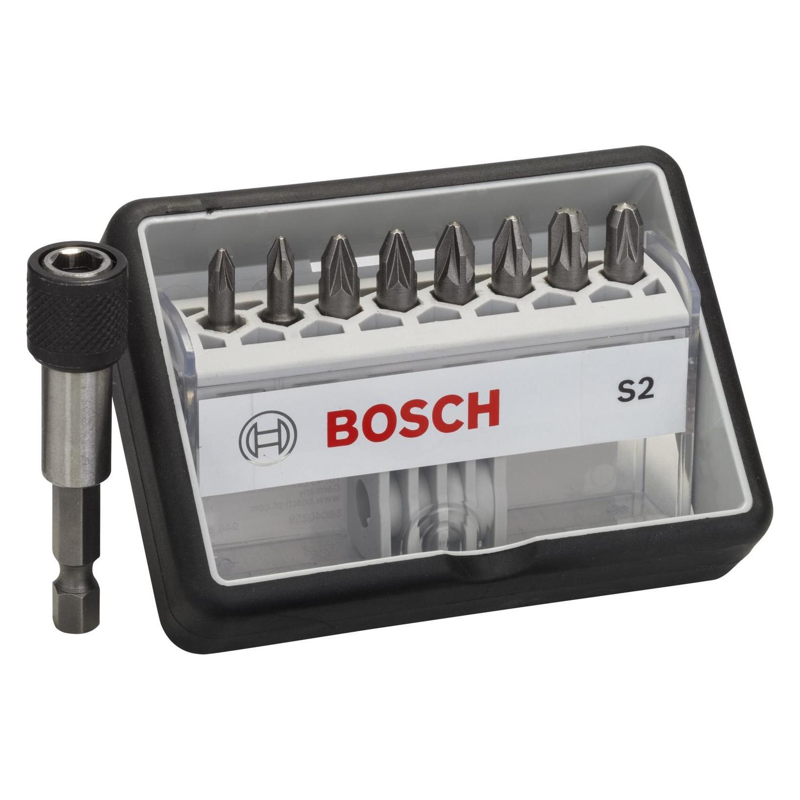 Bosch Professional Zubehör 8+1-tlg. Schrauberbit-Set, Robust Line, S PZ, Extra Hard-Ausführung (Kreuz Pozidriv PZ) (2607002561)