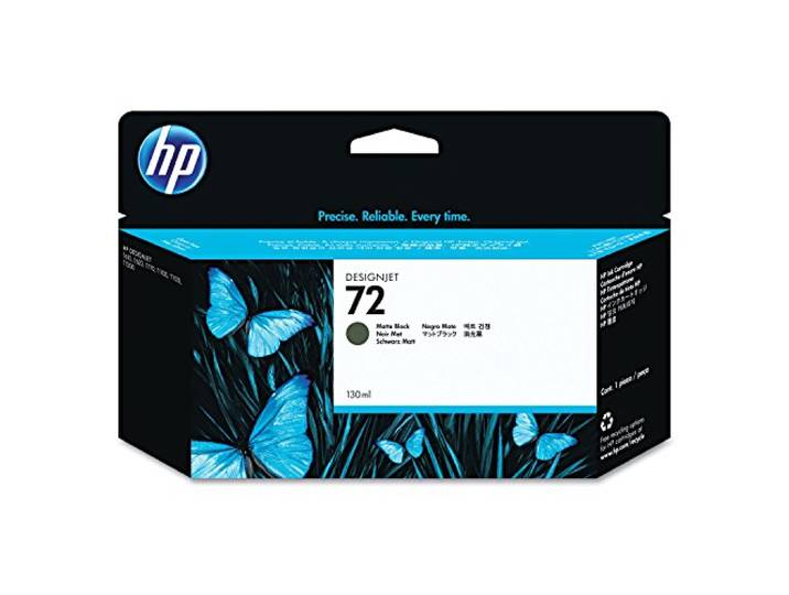 HP 72 Noir Mat\, Cartouche Encre Originale Compatible avec DesignJet T610\, T770\, T790\, T1100\, T1200\, T2300\, 130 ml (C9403A)