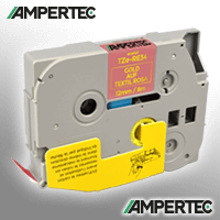 Ampertec Beschriftungsband kompatibel zu TZe-RE34 gold auf textil rosa 12mm x 8m