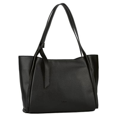 Shopper GABOR "Laci", Damen, Gr. B/H/T: 38,5cm x 25cm x 12cm, schwarz, Polyurethan, clean, gepflegt, Taschen Shopper, betont durch eingefasste Lederimitat-Streifen und einem feinen Knoten