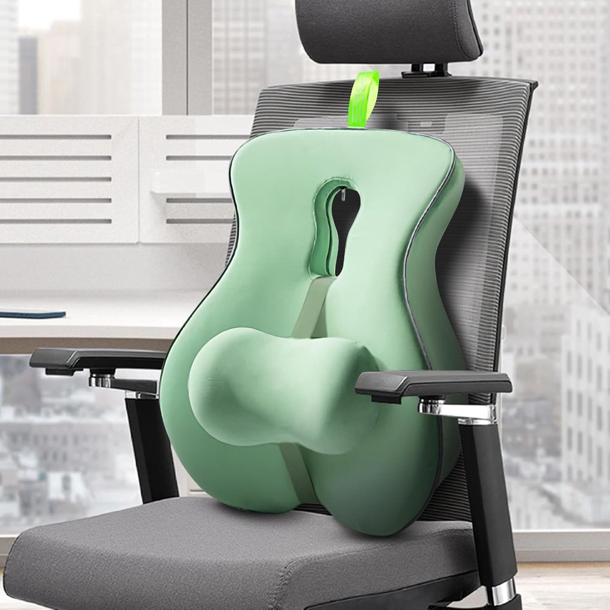 Ergonomisch Lendensteunkussen van Traagschuim met Hoge Dichtheid - Groen