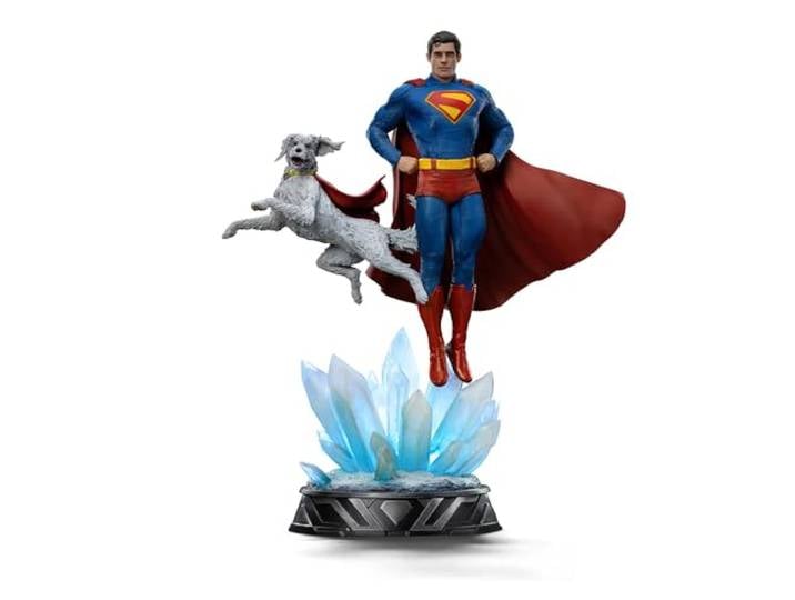 Iron Studios Sammelfigur Superman und Krypto – Superman Legacy Movie – Kunstmaßstab 1/10 Polysteinharz, mehrfarbig, 31 cm, 31,1 cm