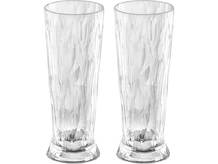 koziol Superglas Club No. 11, 2 Stück, 500 ml, Bierglas aus kristallklarem Kunststoff, luxuriös, unzerbrechlich, wiederverwendbar, Party, Camping, 2er Set