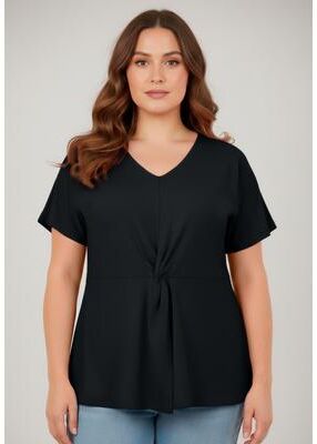 Plus Size Women's Audrey Twist Knot Top by Avenue in Black (Size 20)
