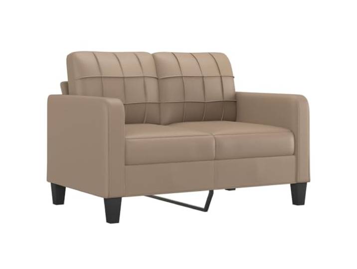 KTHLBRH Set 2 Sofas 2-Sitzer Kunstleder Cappuccino mit 4 Kissen Widerstandsfähige Flecken, Rahmen aus Metall, Schaumstoff, 138 – 158 cm, 110 kg pro Sitz