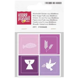 6x Knorr Prandell, Modelliermasse, Wachsmotiv "Glaube" 6,5 x 6,5 cm