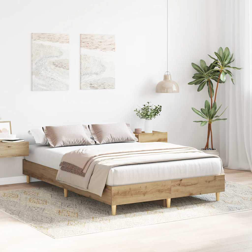 Alpen Home Bed Frame No Mattress Engineered Wood Artisan Oak 143 x 193cm