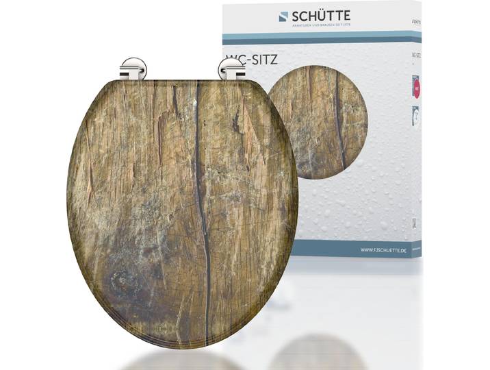 SCHÜTTE MDF WC Sitz SOLID WOOD, Toilettendeckel mit Absenkautomatik Motiv, Klobrille mit Holzkern