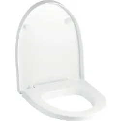 Geberit Flow WC-Sitz, weiß Scharniere verchromt mit Absenkautomatik