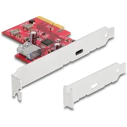 Delock PCI Express x4 Karte zu 1x extern USB 10 Gbps USB Type-C Buchse + 1x intern USB 10 Gbps Typ-A, Kontrollerkarte