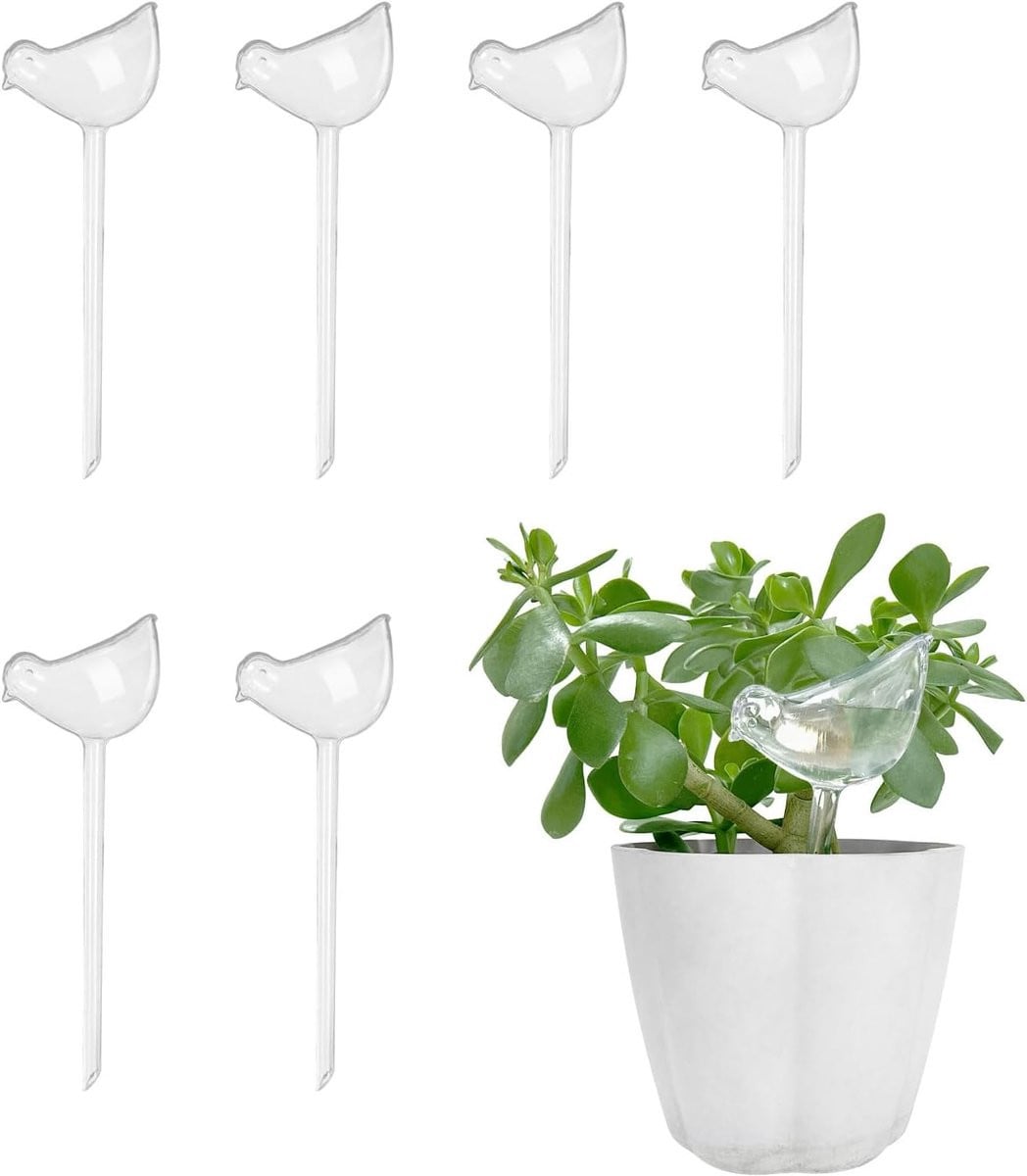 Huttutu Zelfwatergevende Planten Waterdruppelaar in de vorm van een vogel, Transparant, PVC, 6 stuks
