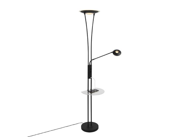 Lampadaire noir avec bras de lecture avec LED et port USB -