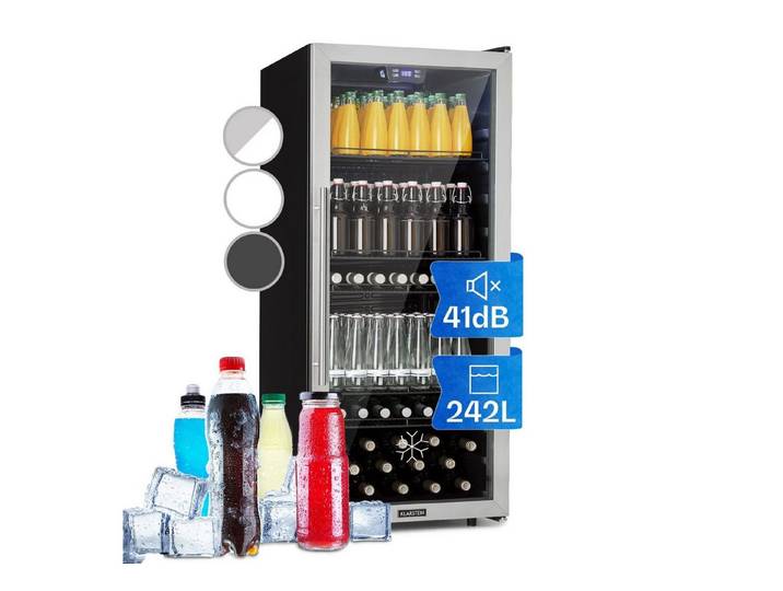 Klarstein Getränkekühlschrank 10045901, 127.7 cm hoch, 55 cm breit, Bierkühlschrank Hausbar Getränke Flaschenkühlschrank Glastür
