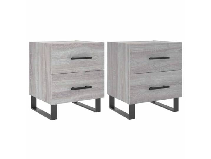 Fisinber Nachttisch 2er Set Grau Sonoma 40x35x47.5 cm mit Schubladen Moderne Nachtkommode fürs Schlafzimmer: Stabiler Holzwerkstoff in Grau Sonoma mit robusten Metallfüßen und viel Stauraum.