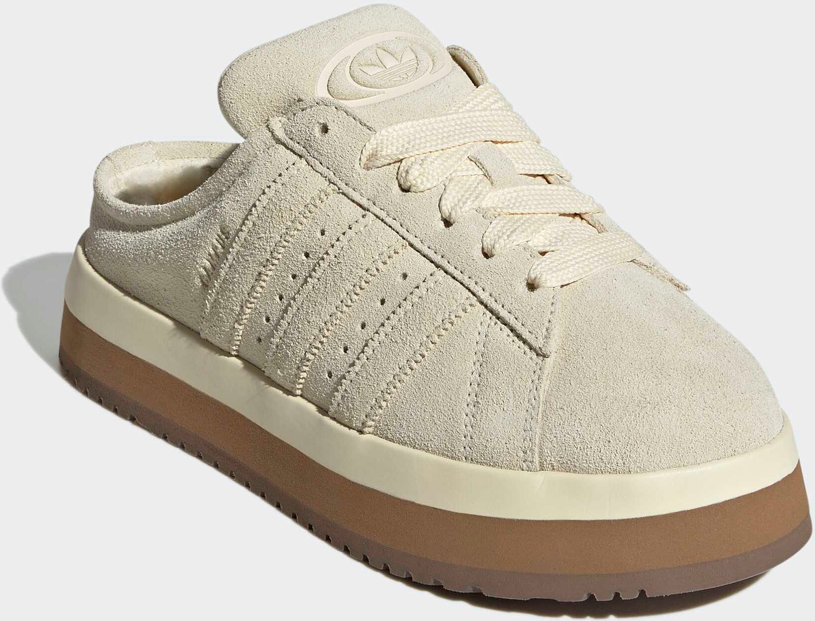 Clog ADIDAS ORIGINALS "CAMPUS 00S WINTER LOW", Damen, Gr. 38,5, beige (warm vanilla, warm vanilla, gum4), Leder, Schuhe Clog, Hausschuh, Pantolette, Mule, Slipper mit Plateua für Herbst und Winter warm vanilla, warm vanilla, gum4 38,5