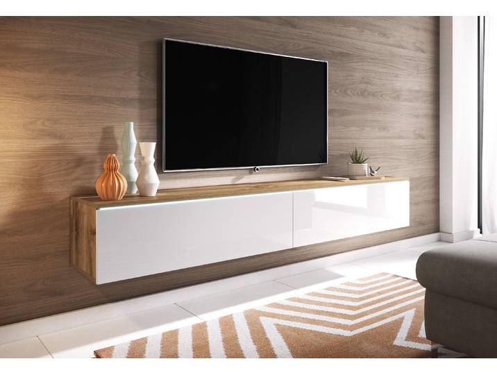 Meuble TV CERIEE 180 – chêne wotan / blanc brillant