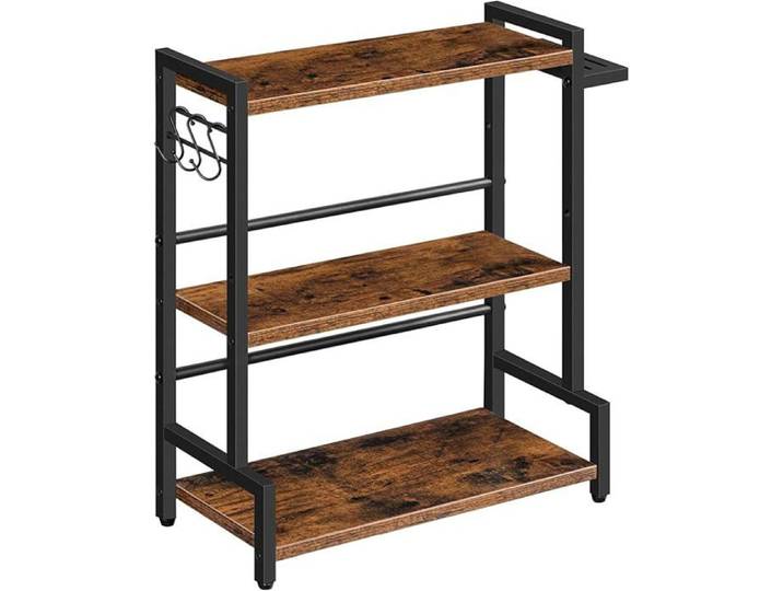 Étagère à Épices Porte-épices avec 3 Crochets Organisateur de Cuisine à 3 Niveaux Range-épices Marron Rustique MEUBLE A EPICES