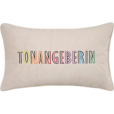 Dekokissen PAD "TONANGEBERIN", beige (schriftzug), B:30cm L:50cm, Polyester, Dekokissen_Sitzkissen_Kissenhüllen, German Design Award Winner – ausgezeichnete Exklusivität