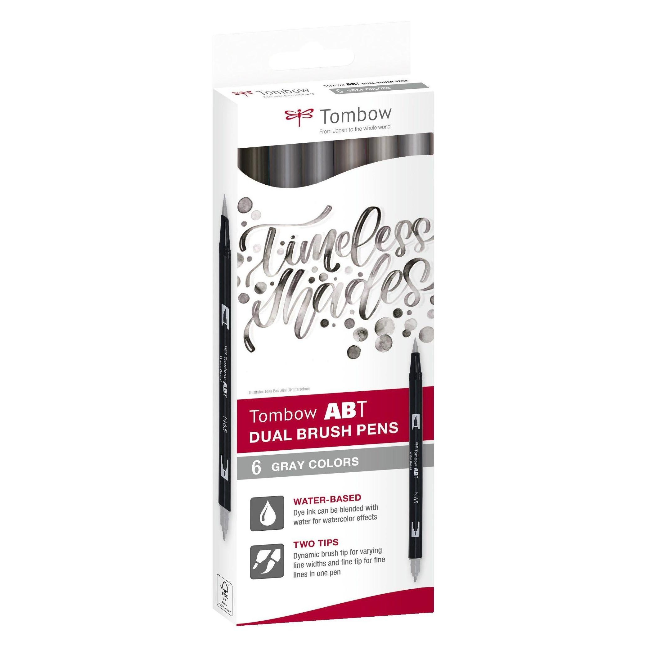 Tombow Marker ABT Dual Brush 6C-6 Grey colors carton (6) (6x) (ABT-6C-6)