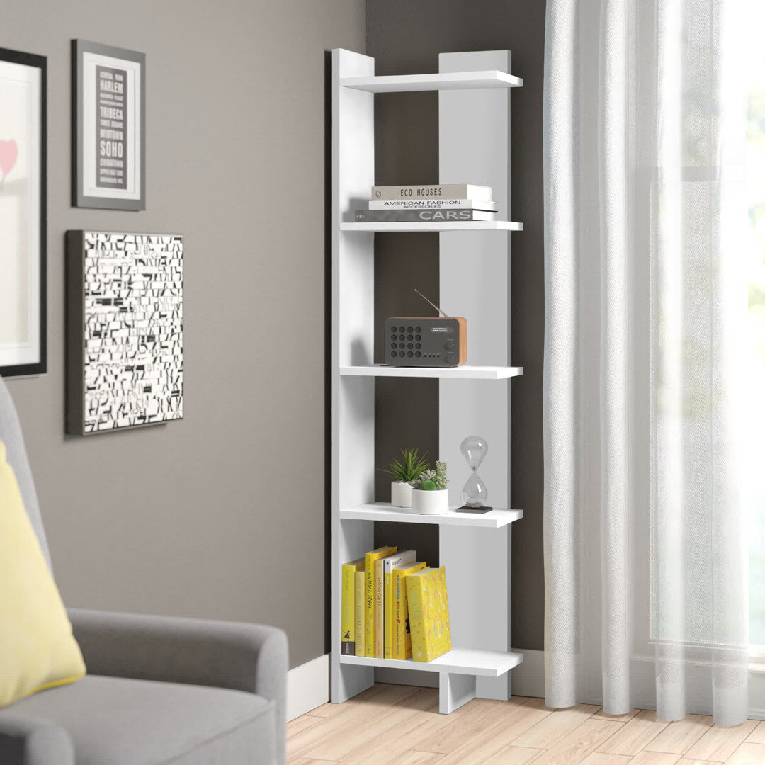Zipcode Design Alice 170cm H x 45cm W x 22.cm D Corner Bookcase Bookshelf Shelving Unit White