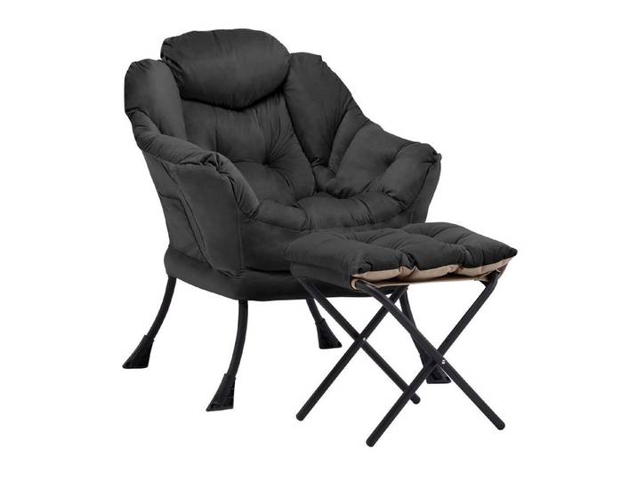 Aunekiv Sessel mit Hocker, Seitenfach & Wingback-Design, Moderner Relaxsessel für Wohnzimmer & kleine Räume