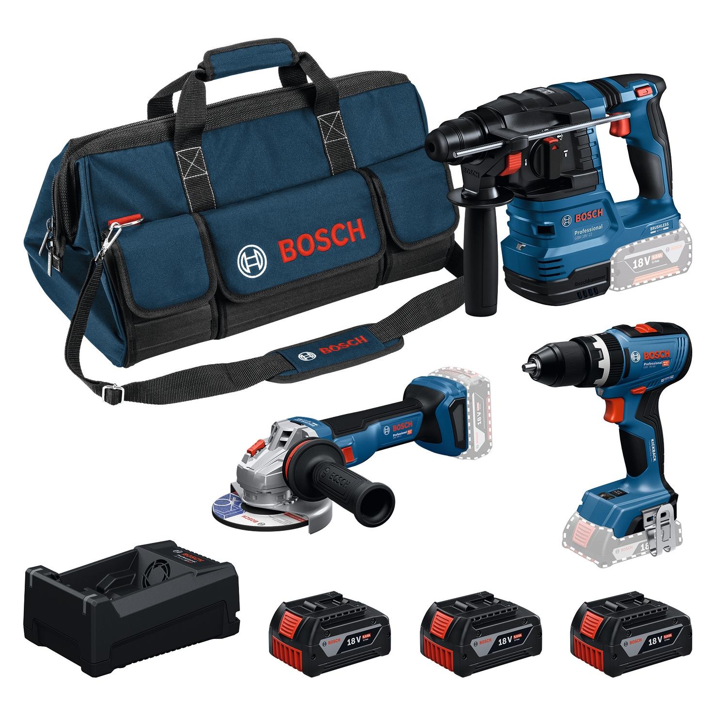 Bosch Professional GSB 18V-65 + GBH 18V-22 + GWS 18V-11 (0615A500AH)