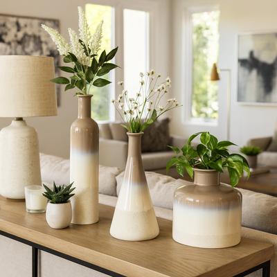 Sagebrook Home Decorative Vases Set of 3 - Tan Ceramic Bottles, 21/16/11 in