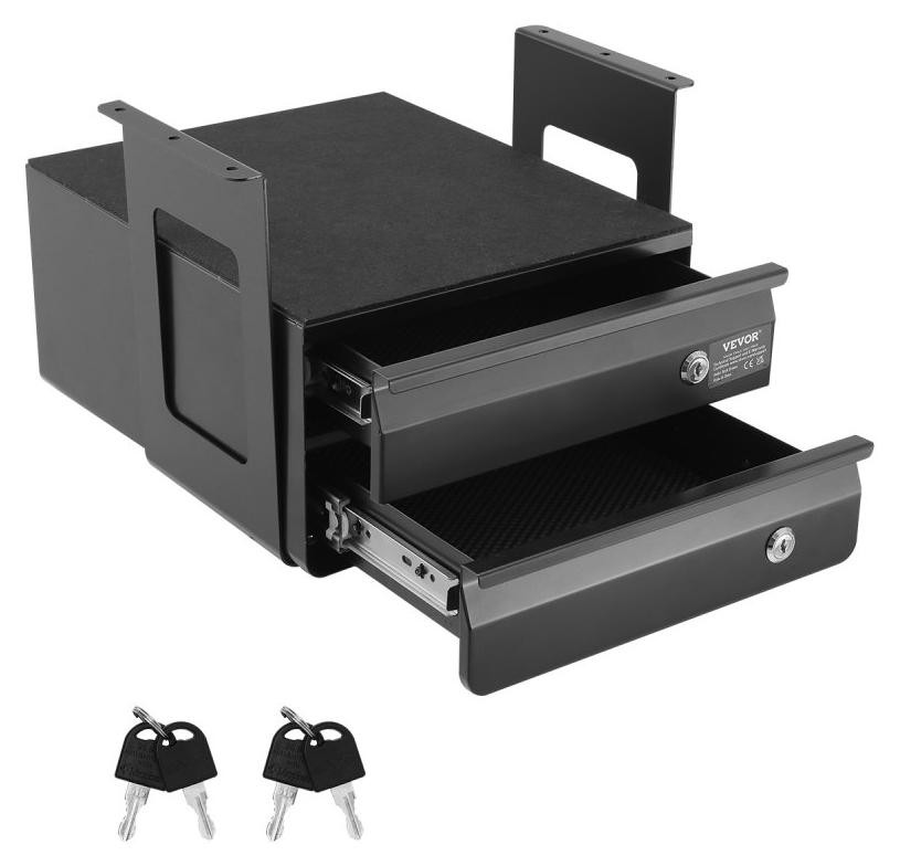 Selius Bureaulade Afsluitbaar - Zwart Staal - B/D/H: 36,5 x 33,5 x 25 cm