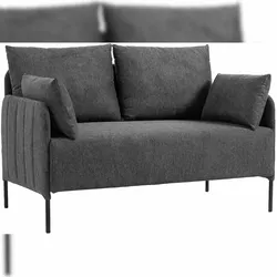 DELUKE Couch BERND 2-Sitzer Stoff 131x79x79cm, Stoff, Schwarz Sofa Loungesofa für Wohnzimmer Schlafzimmer Leseecke
