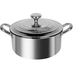 Cheffinger Edelstahl-Topf 28cm mit Metalldeckel, Pfanne + Kochtopf, Silber
