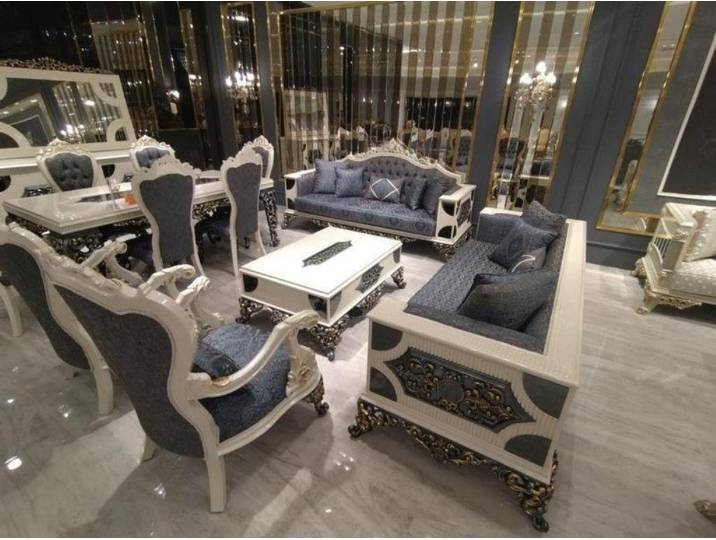 Xlmoebel Polstergarnitur Elegantes Wohnzimmer-Ensemble aus hochwertigem Stoff, (Wohnzimmer-Ensemble, 3-tlg., 2x Sofa 3 Sitzer + Sessel), Hergestellt in Europa