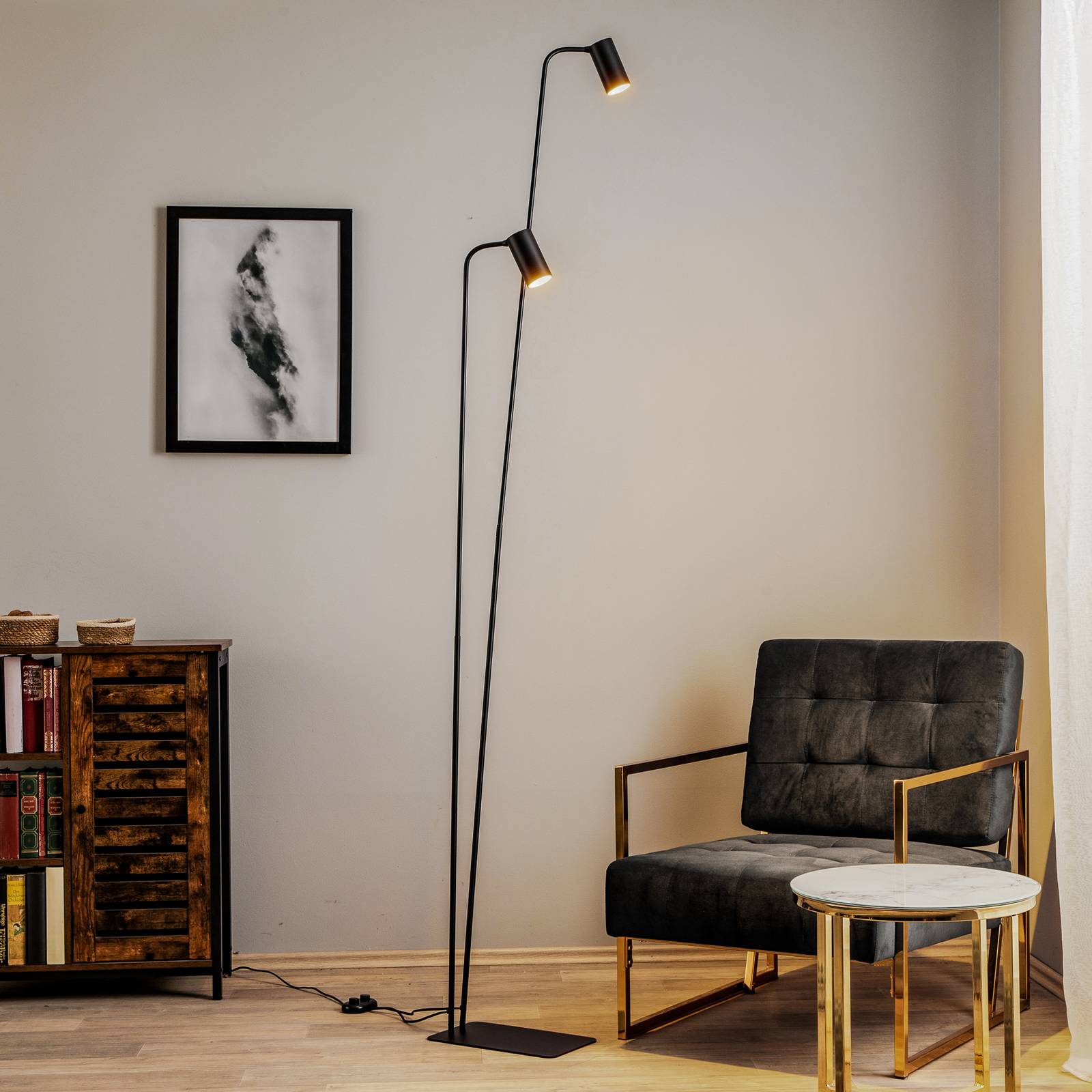 Stehlampe Mono II Nowodvorski Lighting, schwarz, für Wohn- / Esszimmer, Metall, Modern, Stehlampe
