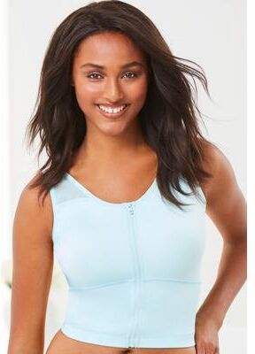 Plus Size Women's Longline Zip-Front Posture Bra by Comfort Choice in Nude (Size 4X)