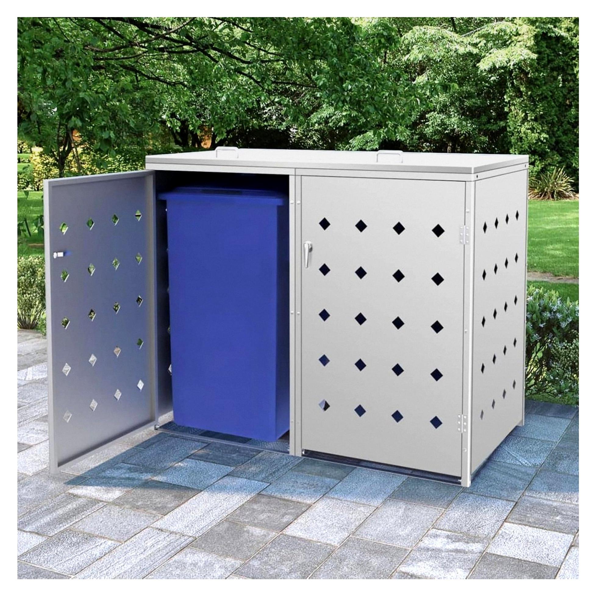Mülltonnenbox für 2 Tonnen 240 L aus Edelstahl