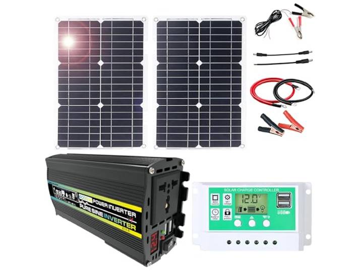 800-W-Off-Grid-Solarpanel-Kit mit 50-A-PWM-Controller und reinem Sinuswellen-Wechselrichter(50W)