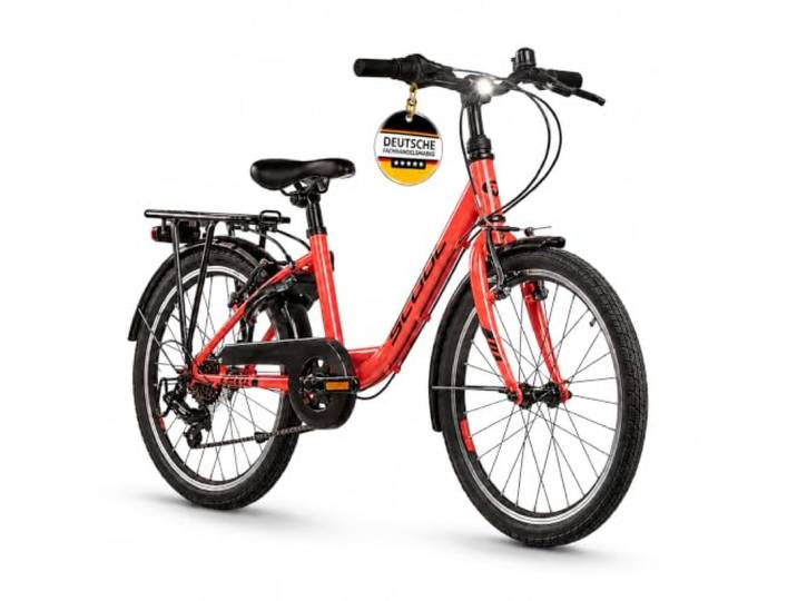 S’COOL Chix Jugendfahrrad 20 Zoll, 6-Gang Kettenschaltung, Alurahmen, für Schule & Freizeit, Kinder 6–9 J., Farbe: Coral/Dark Red