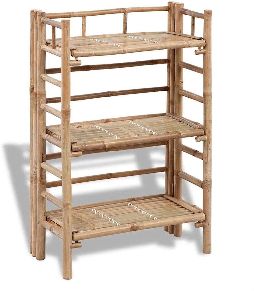 vidaXL Étagère à plantes 3 niveaux Bambou