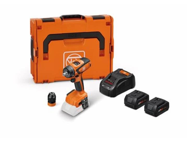 FEIN Perceuse-Visseuse sans fil ASCM 18 QSW AS Set 5Ah\, 4 Vitesses\, petite et légère\, Interface QuickIN\, Perçage jusqu’à 13 mm\, Taraudage jusqu’à M8\, 2 Batteries Li-Ion GBA 18V 5.0 Ah AS et Chargeur