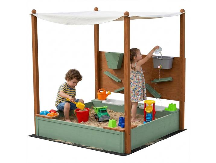 ComfortXL Sandkasten De-10470 Grün, Metall, 112.5x128x116 cm, Freizeit & Co, Gartenspielzeug, Sandkästen