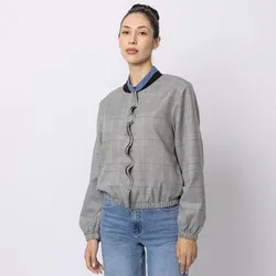 STEFFEN SCHRAUT Blouson-Jacke Stehkragen doppelte Volantkante leger weiter