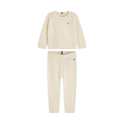 Neugeborenen-Geschenkset TOMMY HILFIGER, Mädchen, Gr. 80, beige (ivory silk), Strick, Obermaterial: 100% Baumwolle, unifarben, KOB Set-Artikel, Strick -Set für Babys