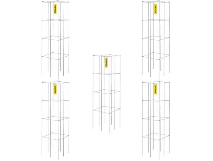 VEVOR Cages à tomates 30x30x117 cm Support pour Plantes de Jardin 5PCS\, Cages carrées pour Plantes Robustes\, Tours à tomates Acier Enduit de PVC Argent pour légumes grimpants\, Plantes\, Fleurs\, Fruits
