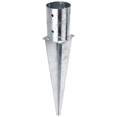 Einschlag-Bodenhülse ALBERTS, silber (silberfarben), B:10,1cm, Stahl, Bodenanker, für Rundholzpfosten, Ø101 mm, Gesamtlänge 600 mm