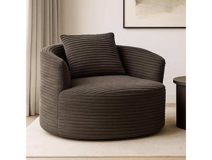 Mendler Sessel HWC-P18AM Stoff/Textil Cord (370g/m²) - braun Loungesessel, Relaxsessel, Polstersessel, Cocktailsessel