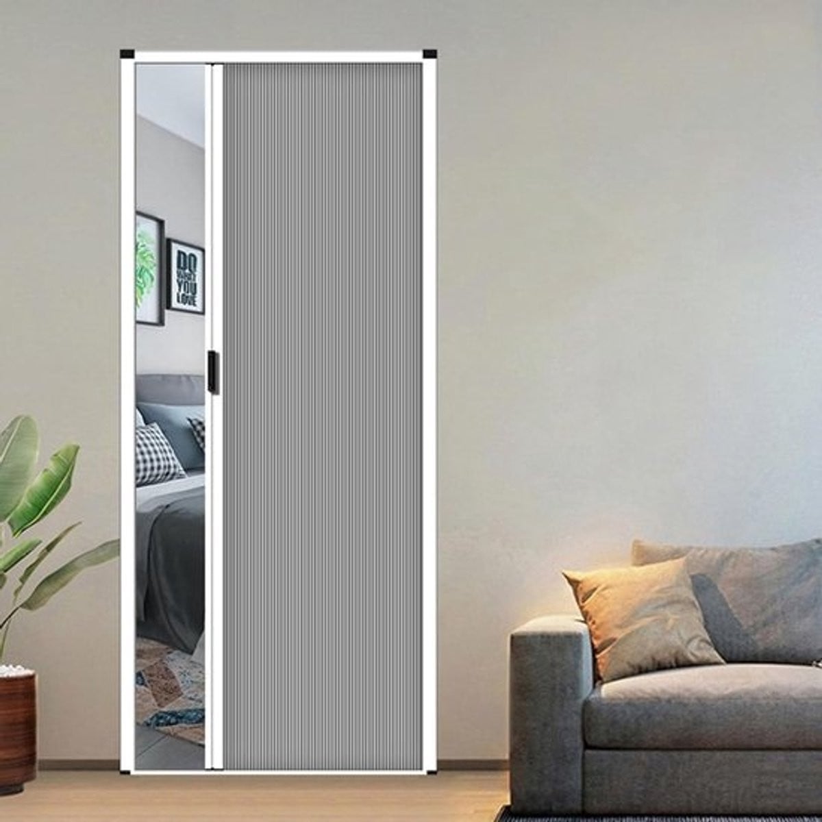 Grijs Accordeondeur Vouwdeur Kamerverdeler met Laag Profiel B: 66 cm x H: 200 cm